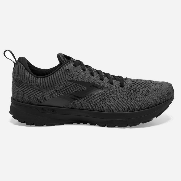 Brooks Men's Revel 5 Performance Road Running Shoes Singapore - Black/Ebony/Grey/Charcoal (47825-CLU